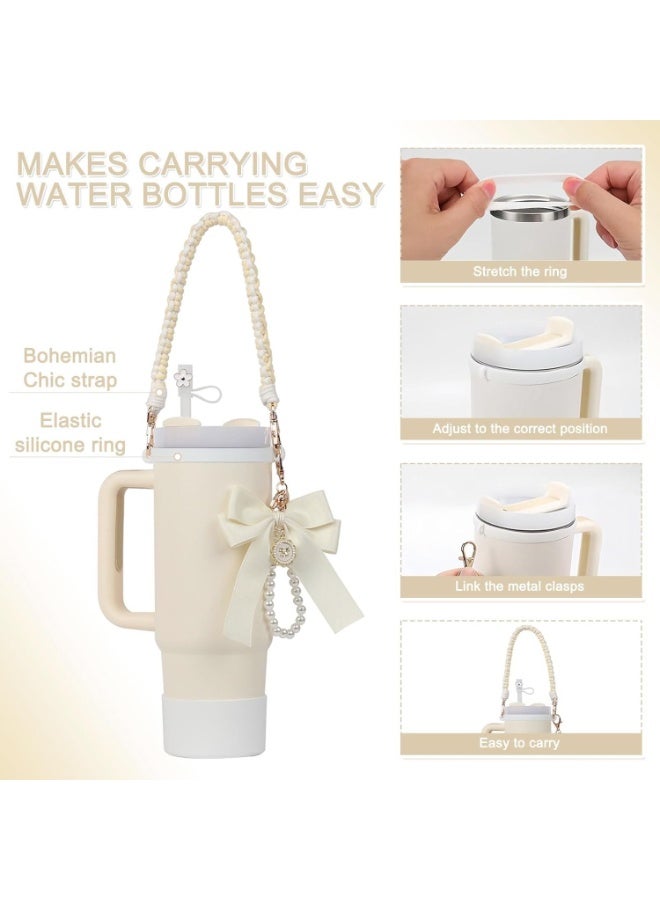 LYNLYN Tumbler Accessories Set with Flower Straw Topper, Bow Charms, Silicone Charm and Protective Boot, Gift for Women (Cup Not Included) - Image 2